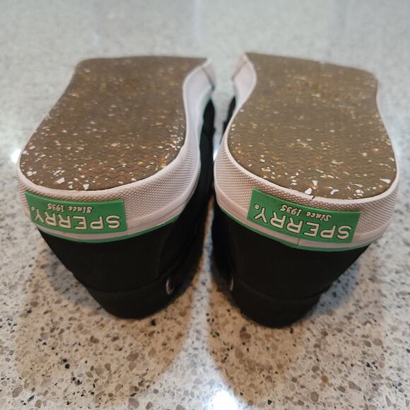 SPERRY Men's Bahama II Seacycled Boat Shoes Canvas Black Green Non-Mark Soles✨️9 - Picture 10 of 12